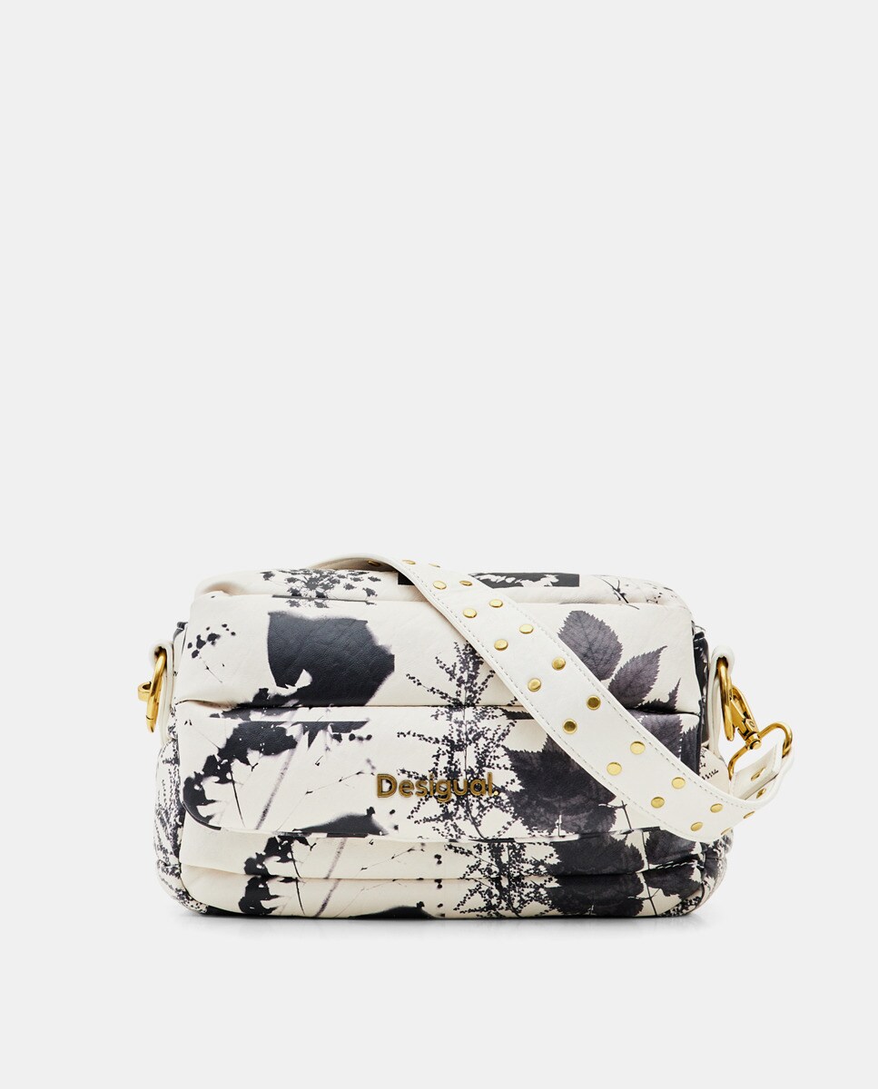 Petit sac à bandoulière écru à motif contrastant