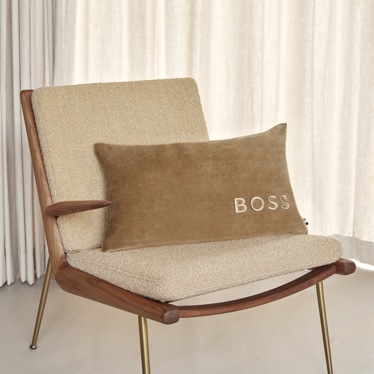 Funda de cuadrante rectangular algodón y poliéster Bold Logo Hugo Boss Camel-3