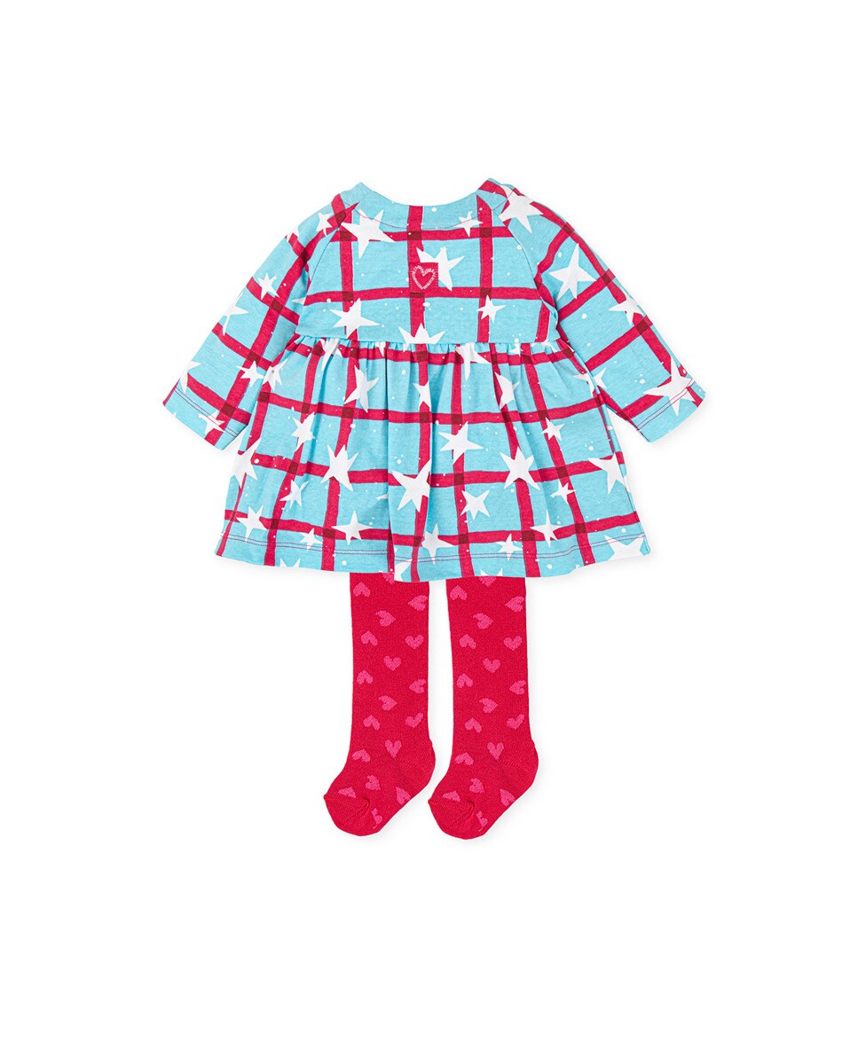 Robe carreaux et étoiles avec collants