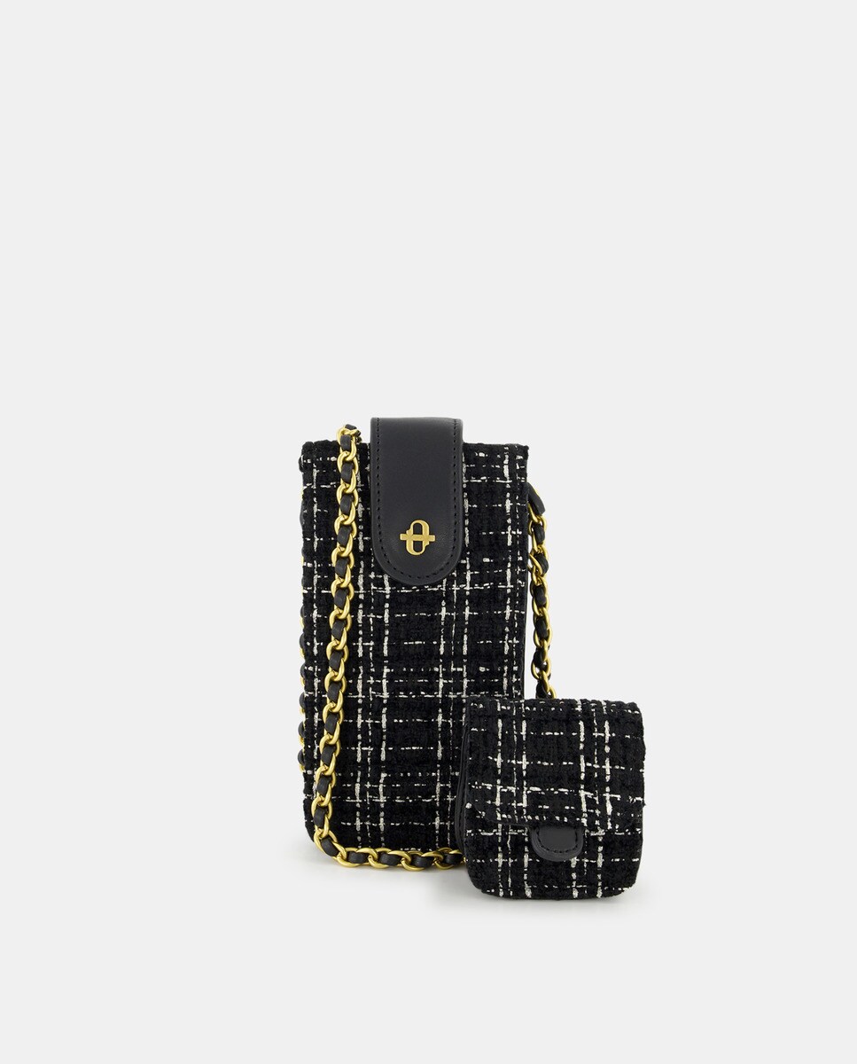 Sac à bandoulière pieddepoule à fermoir magnétique