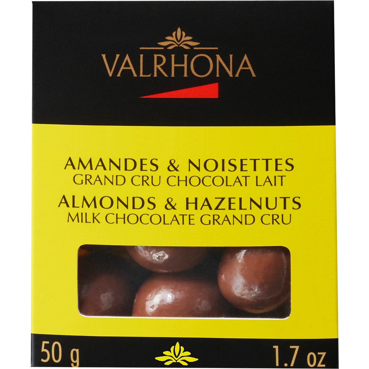 Valrhona Chocolate Amandes & Noisettes embalagem 50 g