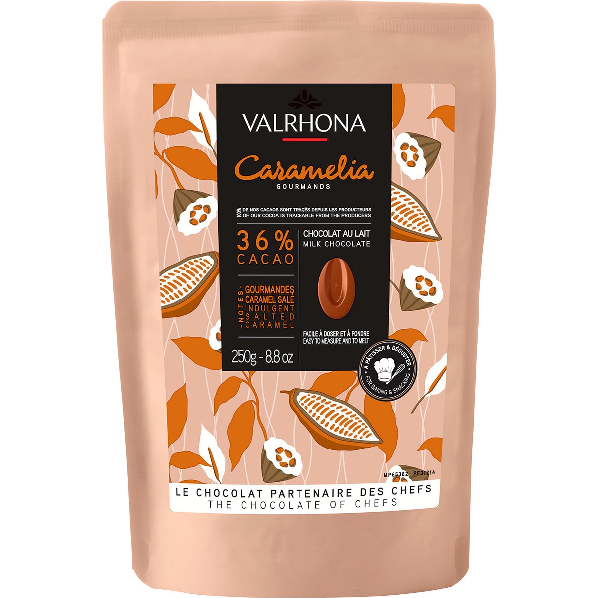 Valrhona Chocolate de Leite 36% Caramélia embalagem 250 g