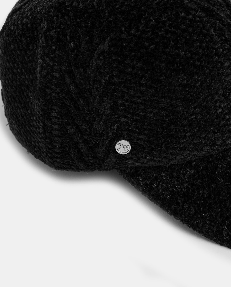Boné de Malha Chenille - Preto Preto-2