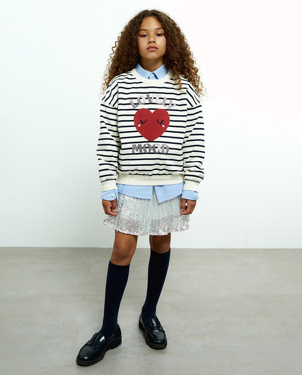 Sweat fermé rayures