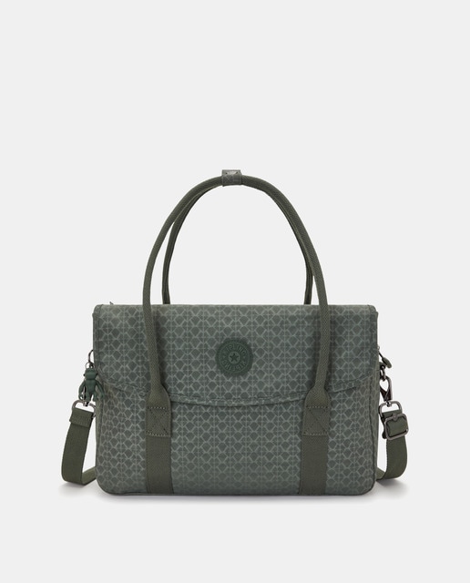 Imagen 0 de Portadocumentos pequeño en tono verde con compartimento para portátil