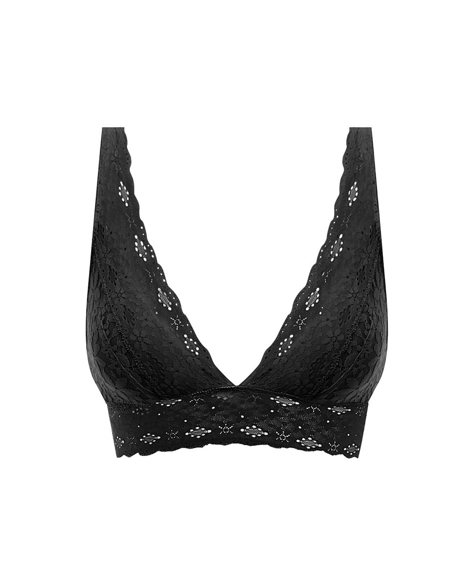 Bralette Halo Lace sem aro e com renda floral Preto-3