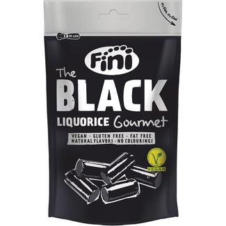 regaliz negro gourmet sin gluten ni colorantes articifiales bolsa 180 g - Fini