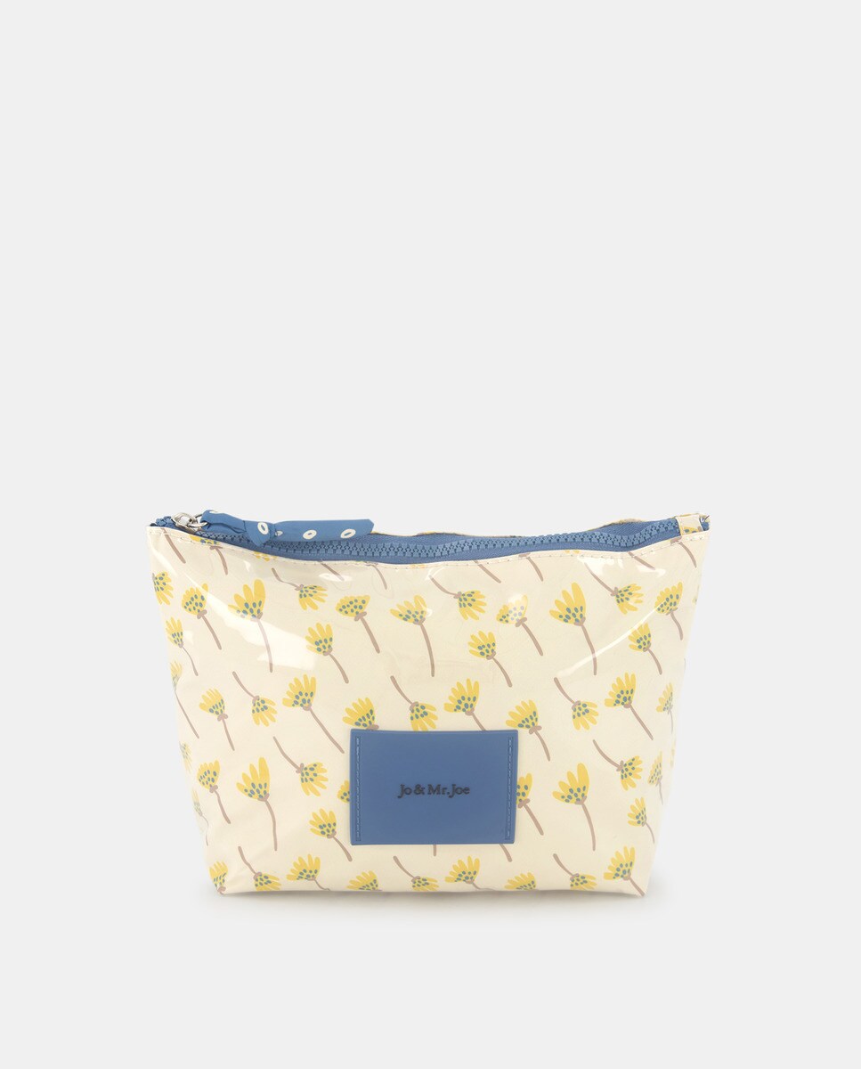 Petite trousse à imprimé fleurs contrastant