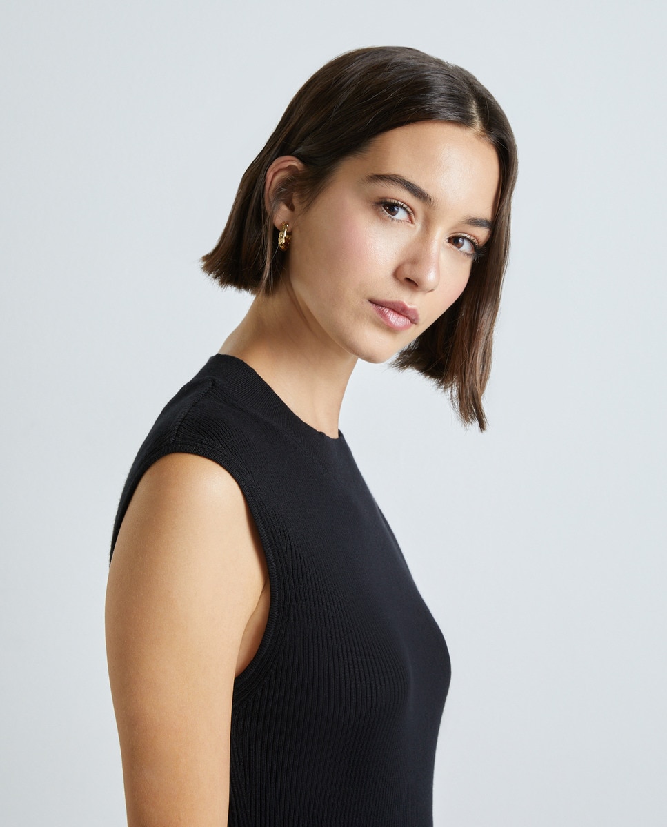 Robe midi en maille côtelée