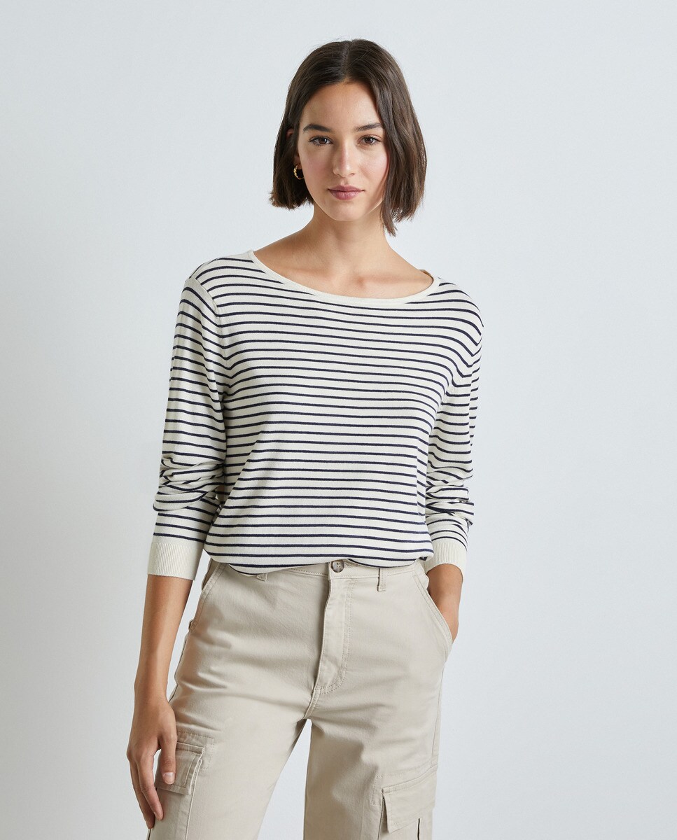 Pull en maille à encolure bateau ample