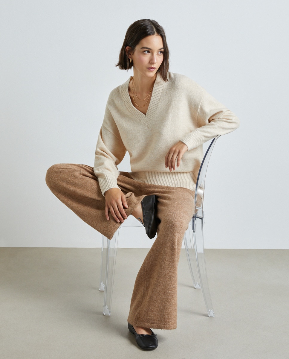 Pull en maille à col en V