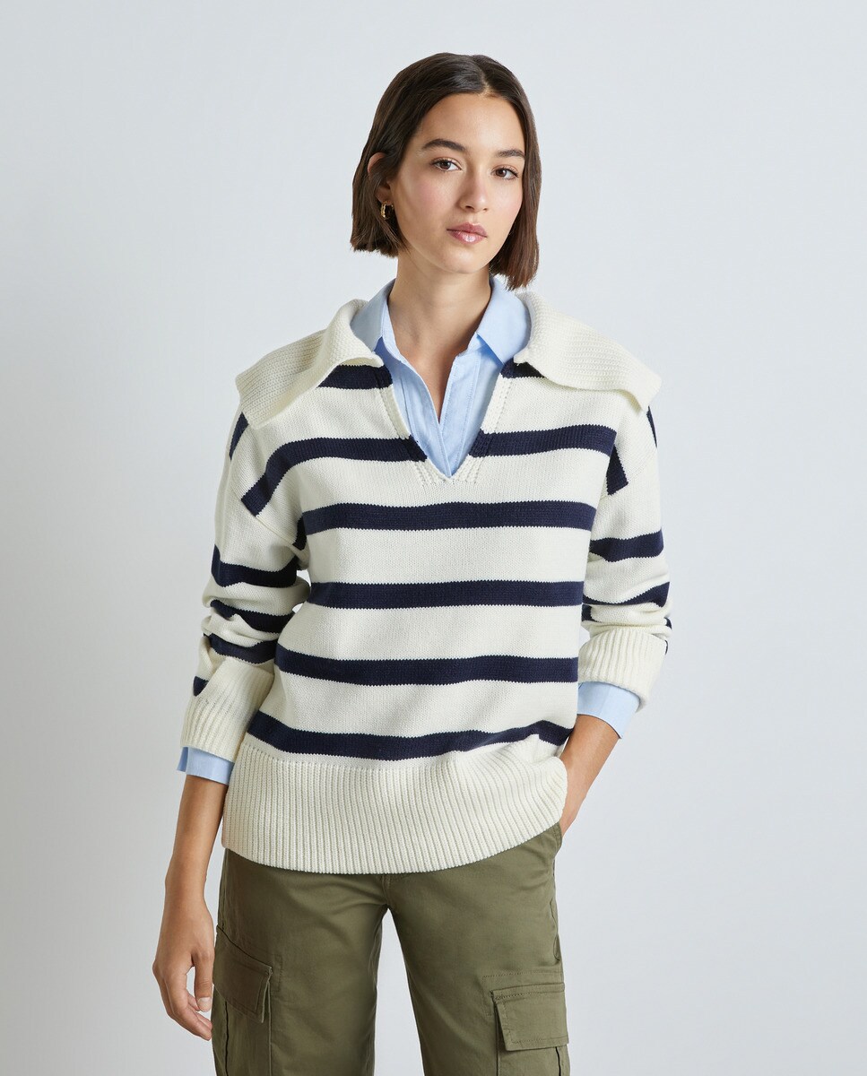 Pull en maille à col polo