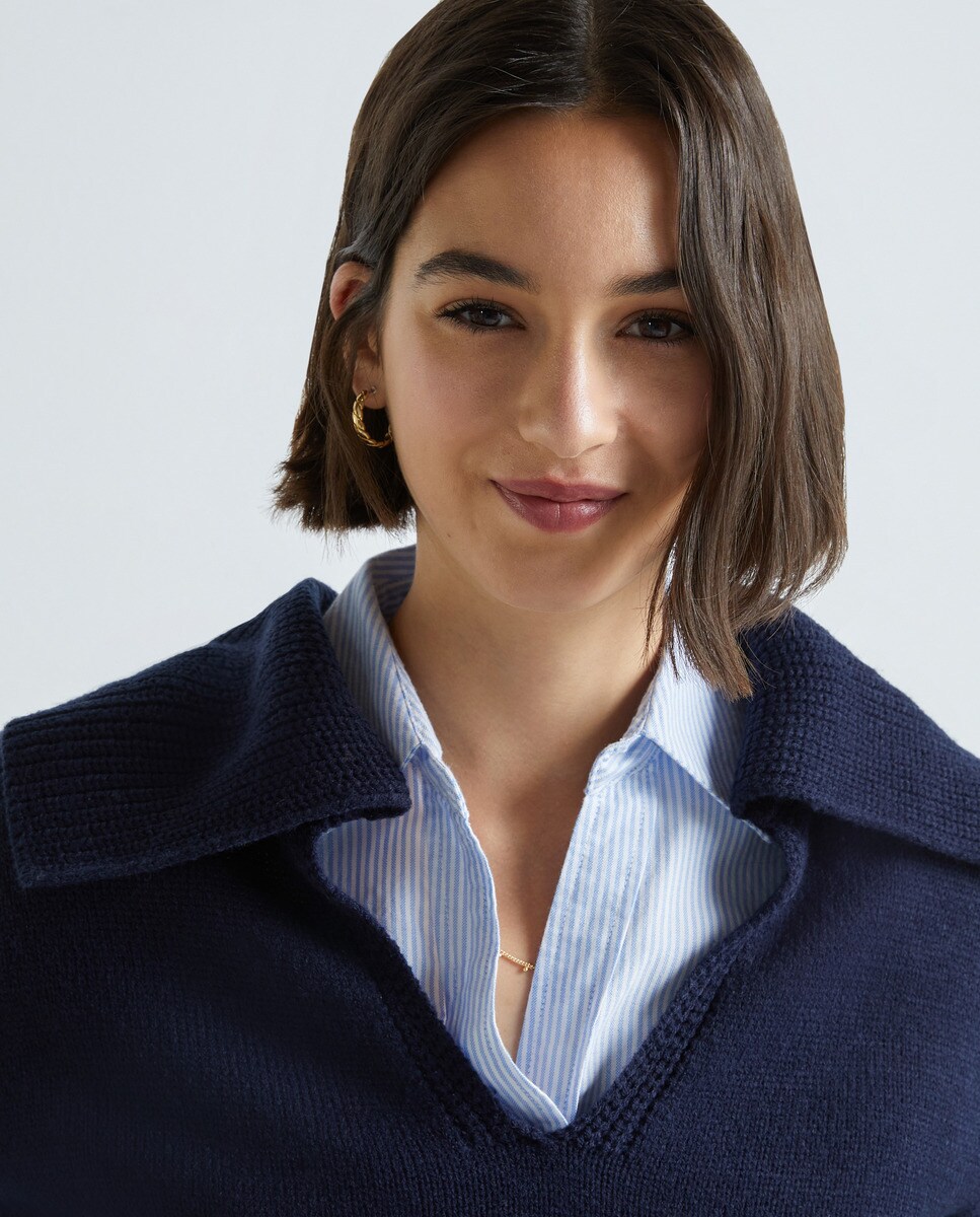 Pull en maille à col polo