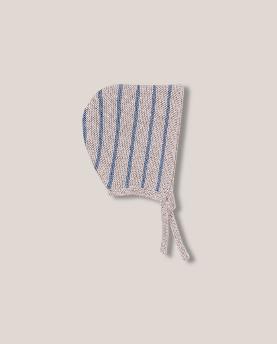 Bonnet béguin point mousse à motif