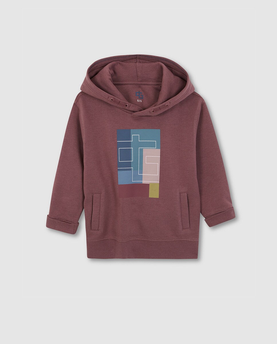 Sweat à capuche avec imprimé placé