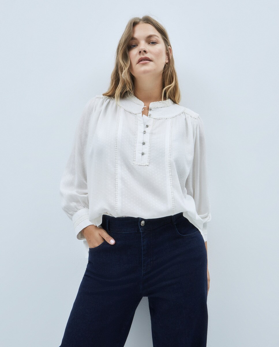 Chemisier plumetis à manches longues