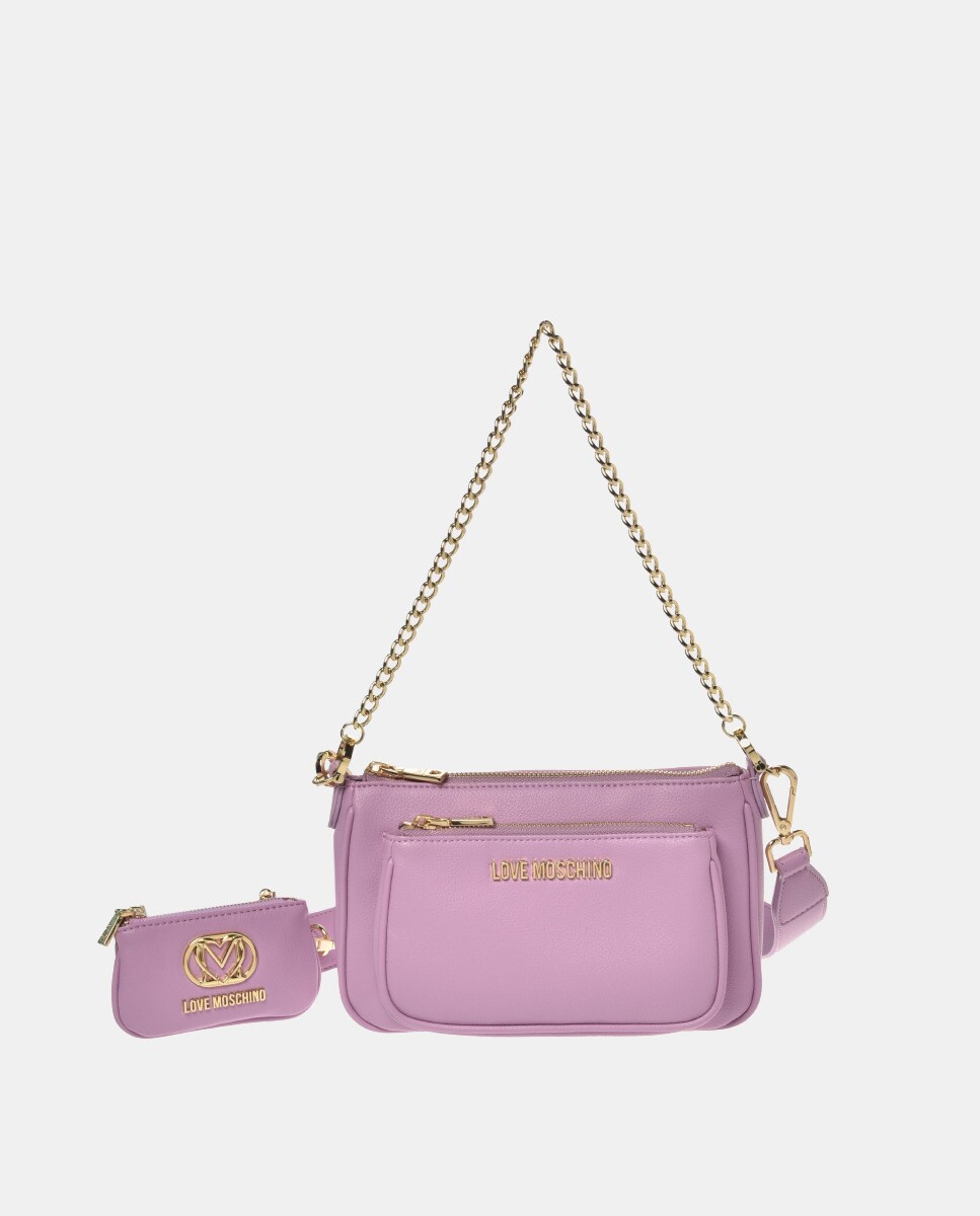 Petit sac porté épaule lilas zippé