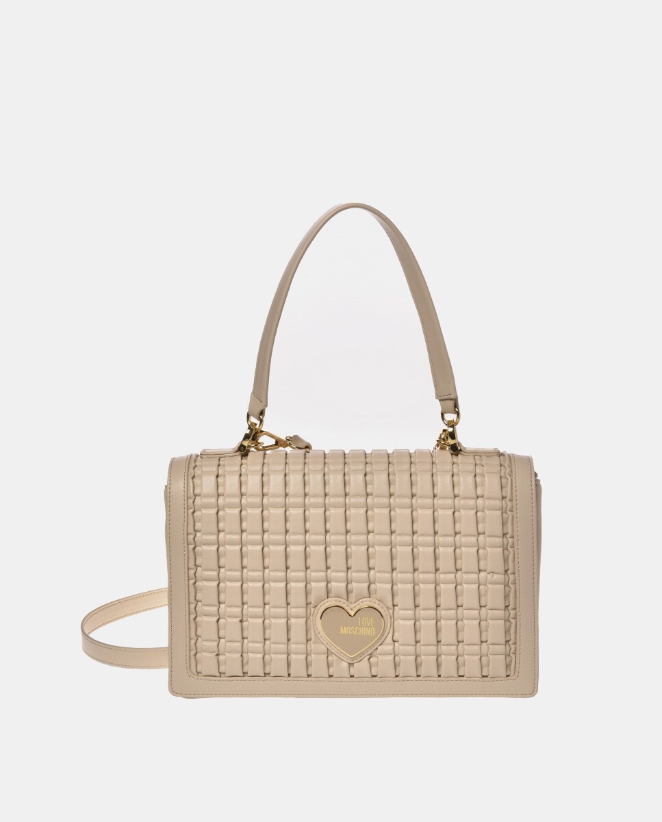 Sac à main moyen écru matelassé avec bandoulière amovible