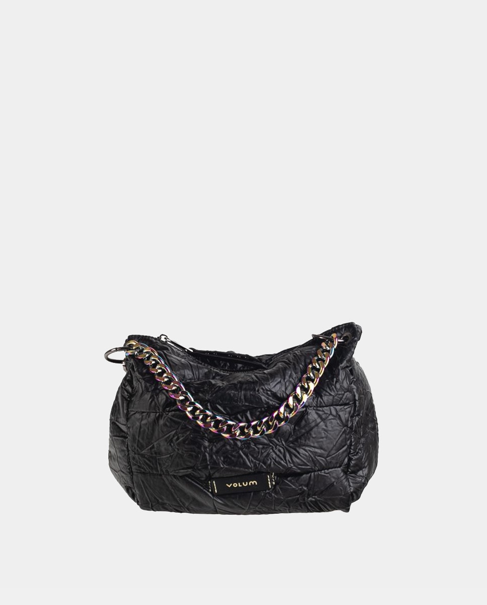 Sac à bandoulière moyen en nylon à finition métallisée