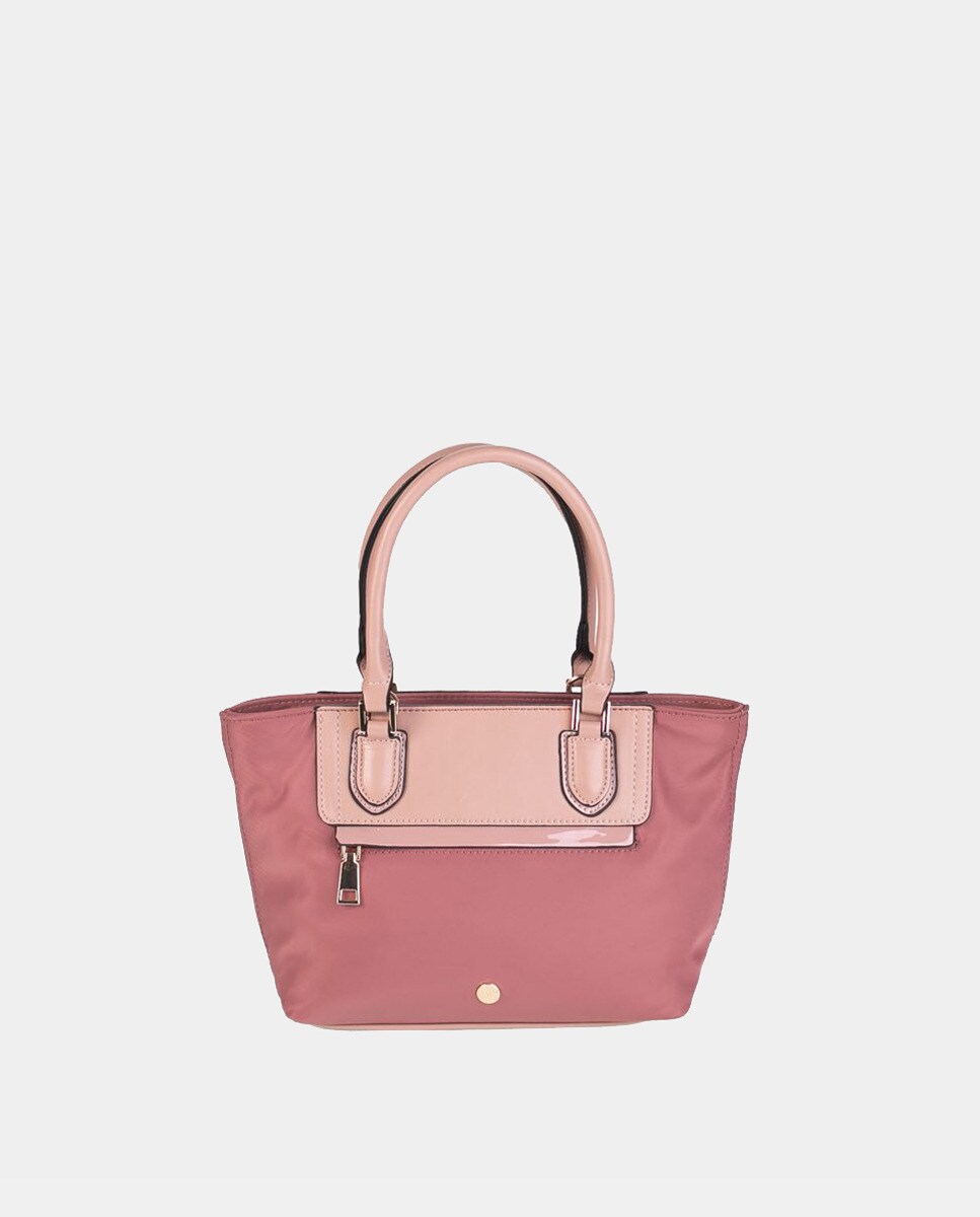 Petit sac tote en nylon à détails vernis