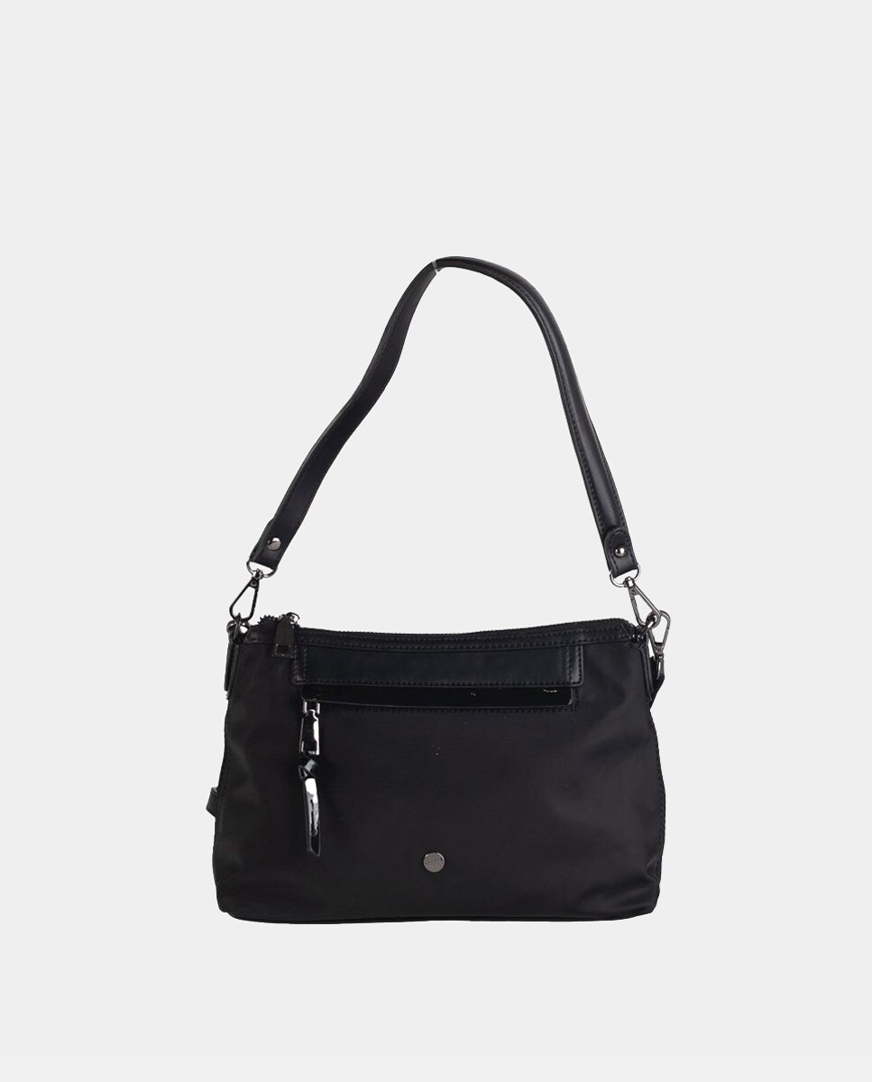 Petit sac à bandoulière en nylon à détails vernis