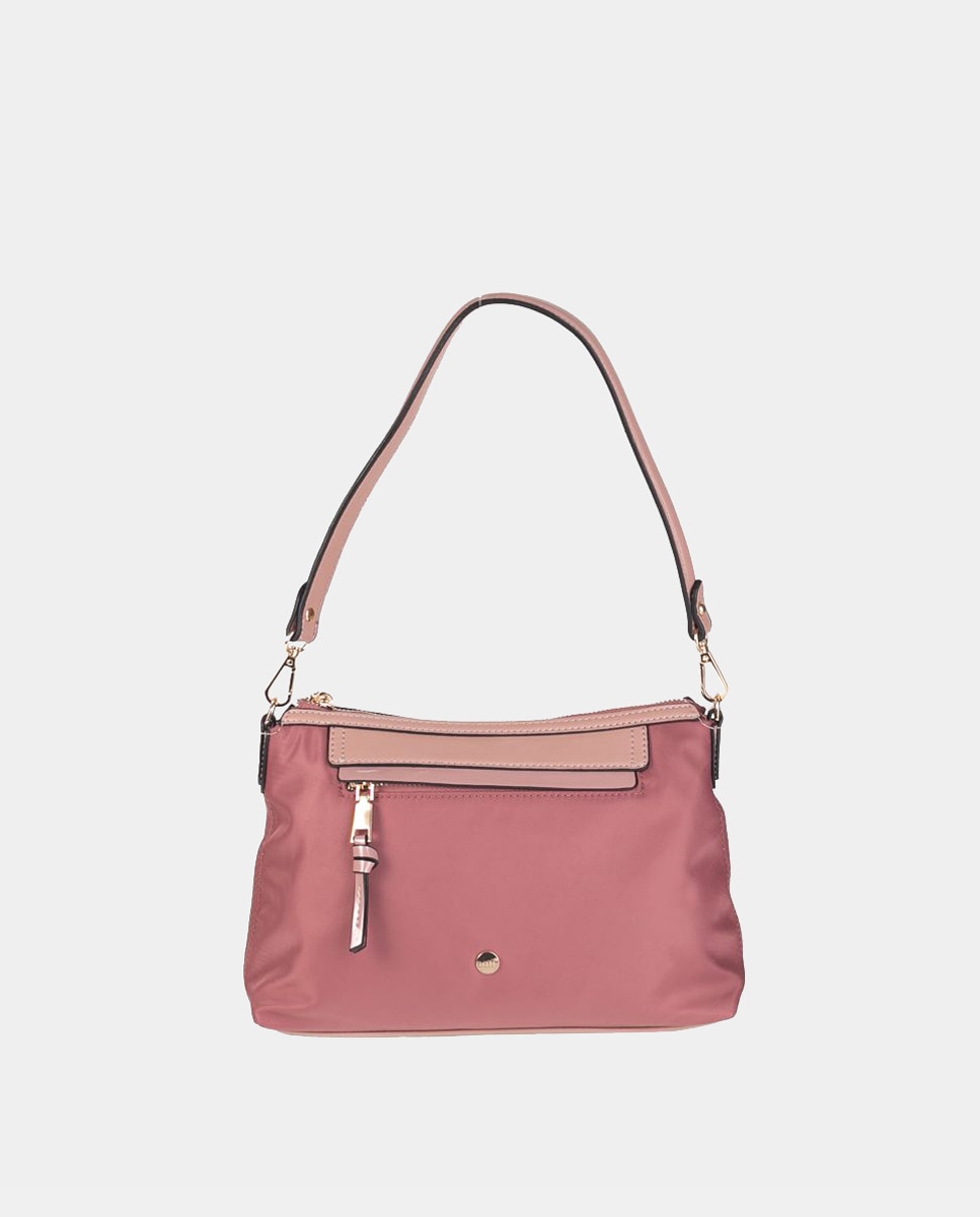 Petit sac à bandoulière en nylon à détails vernis