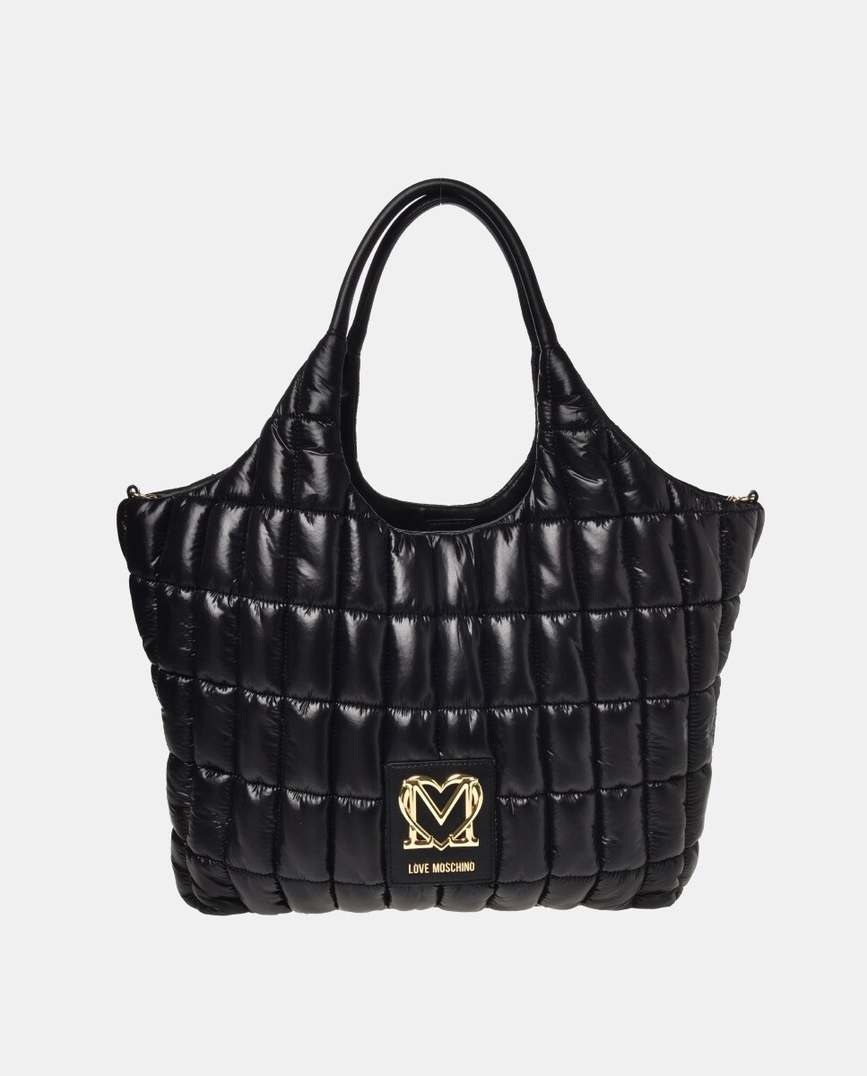 Sac cabas matelassé en nylon avec logo devant