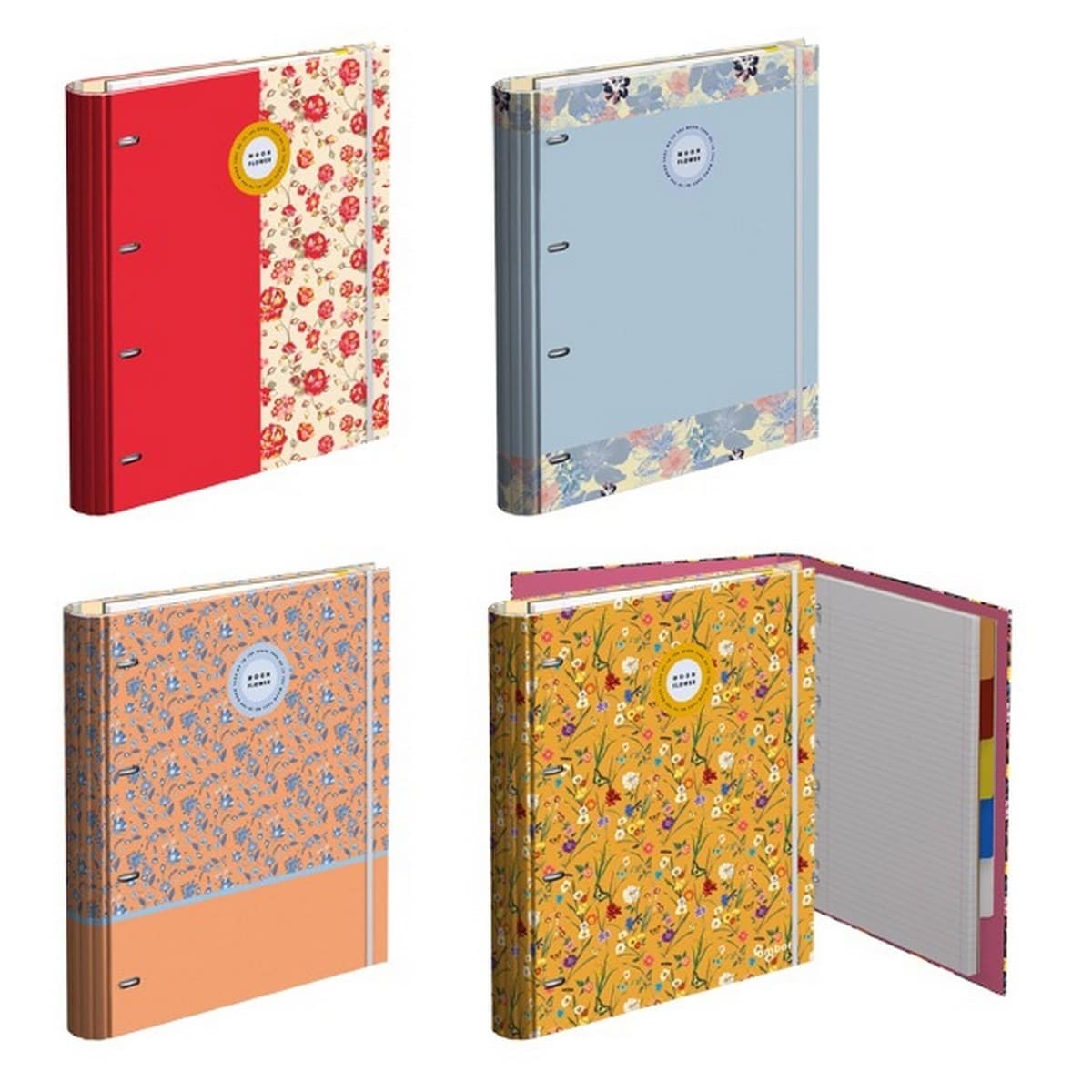 Capa com Argolas A4 com Recarga Moonflower 1