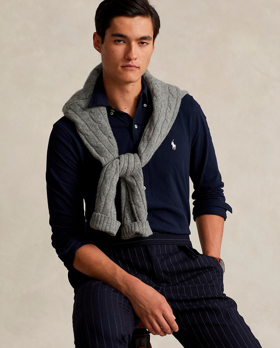 Camisa Piqué Regular Fit Azul-marinho-6