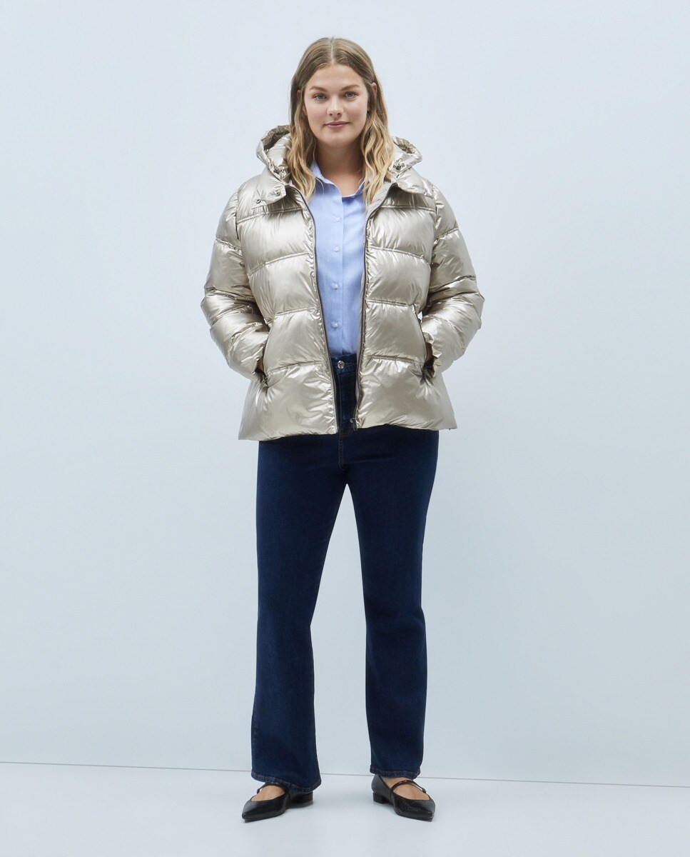 Parka métallisée à capuche