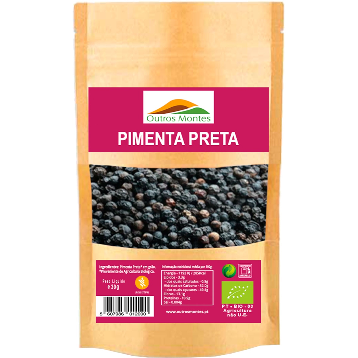 Pimenta Preta em Grão Bio embalagem 30 g