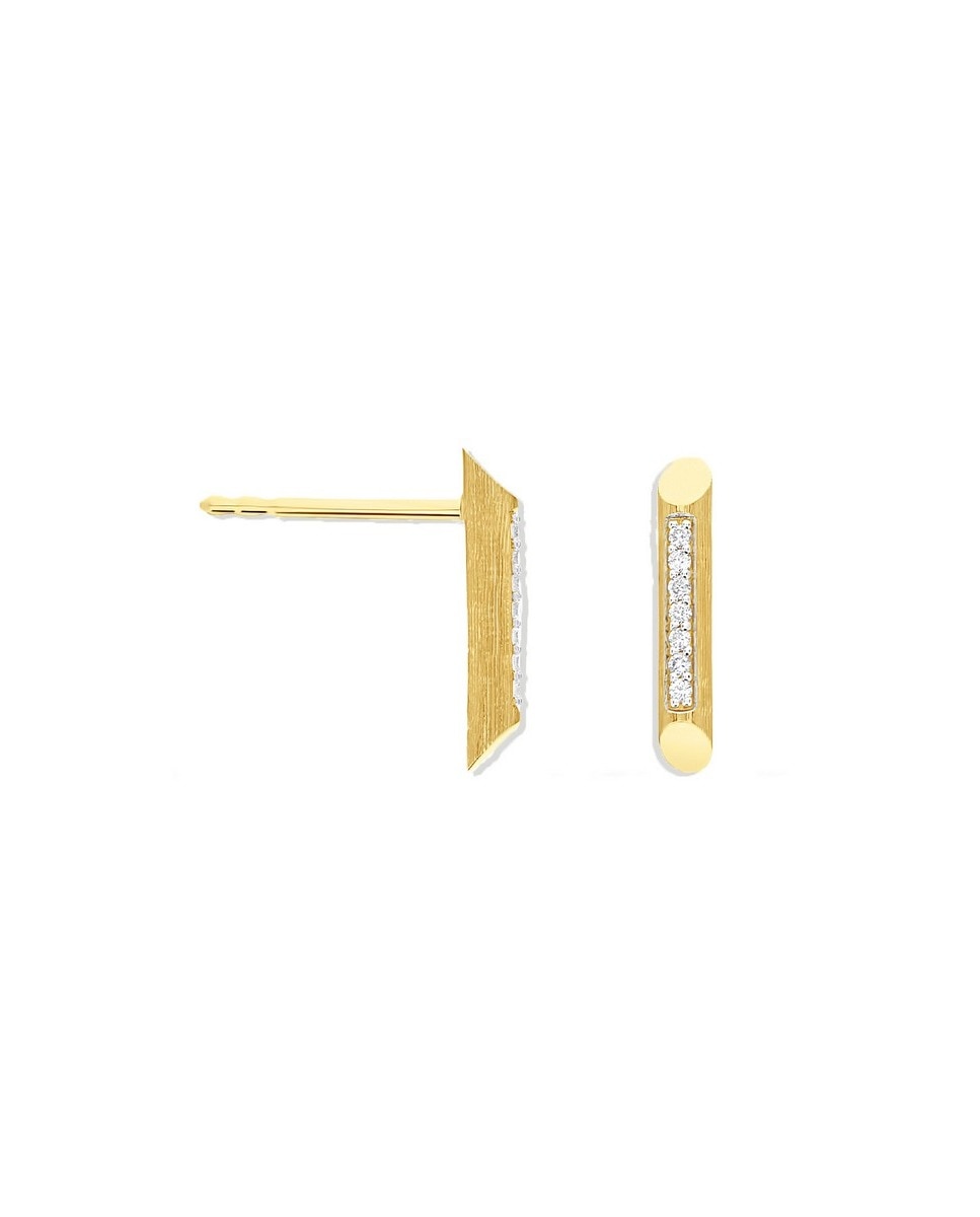 Brincos "Libera"em Ouro Gravado e Diamantes Dourado-2