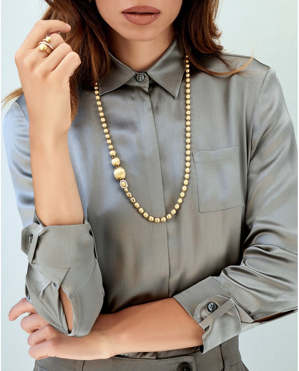 Colar "Ivy"em Ouro Gravado e Diamantes Dourado-8