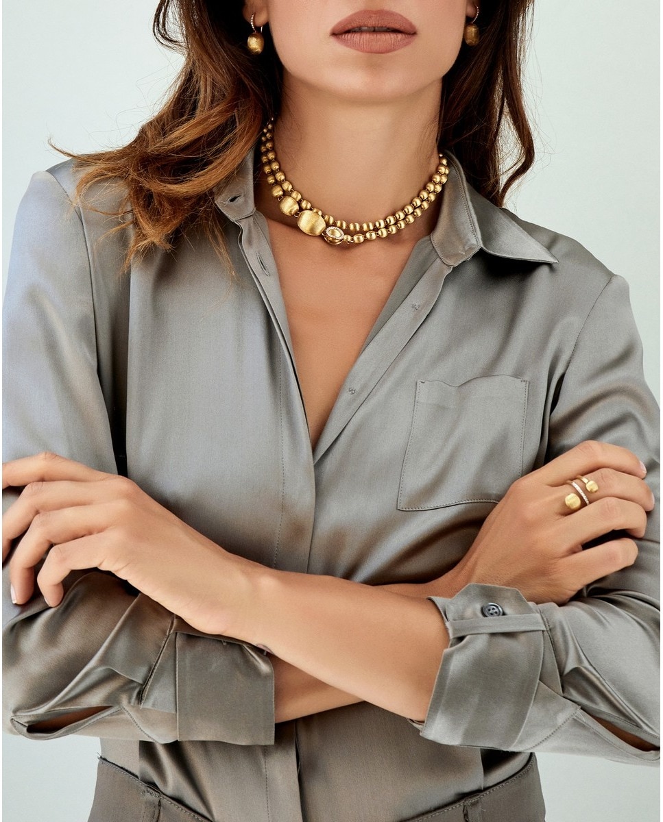 Colar "Ivy"em Ouro Gravado e Diamantes Dourado-7