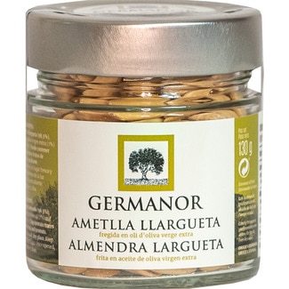 almendras largueta fritas en aceite de oliva virgen extra frasco 130 g - Germanor