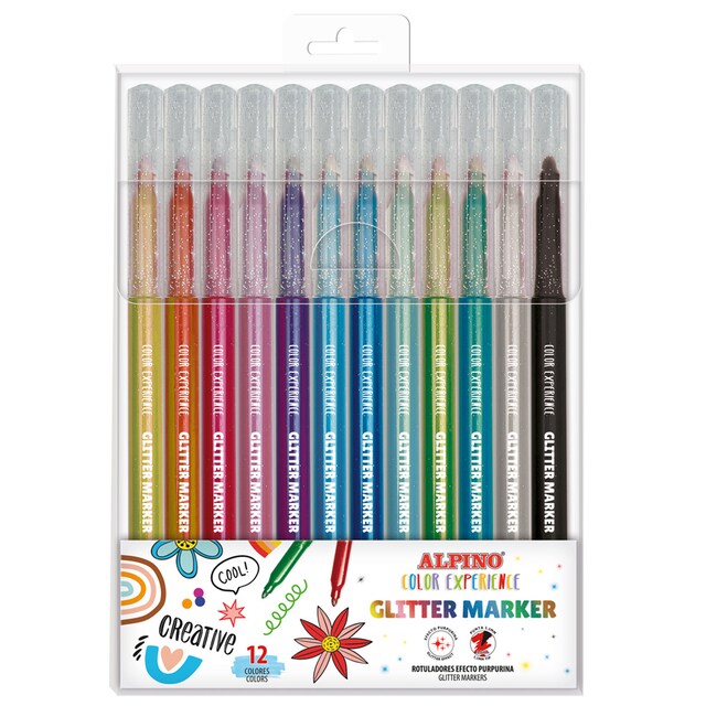 Imagen 0 de Pack 12 rotuladores glitter marker color experience Alpino