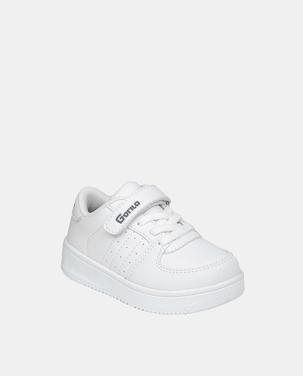 Chaussures basses à semelle cuvette avec bride autoagrippante et lacets élastiques