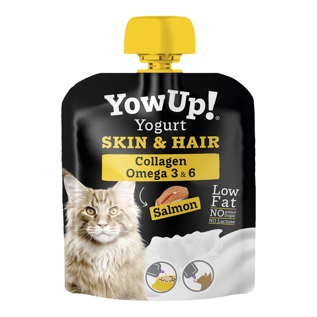 Imagen 0 de Yogur sin lactosa para gatos adultos Yow Up piel y pelo salmón 85 g