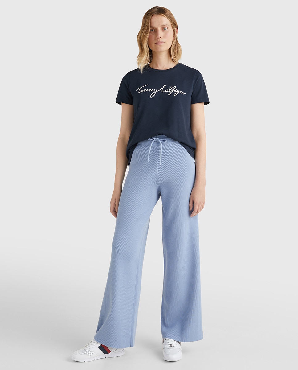 T-shirt básica com estampado Azul-marinho-5