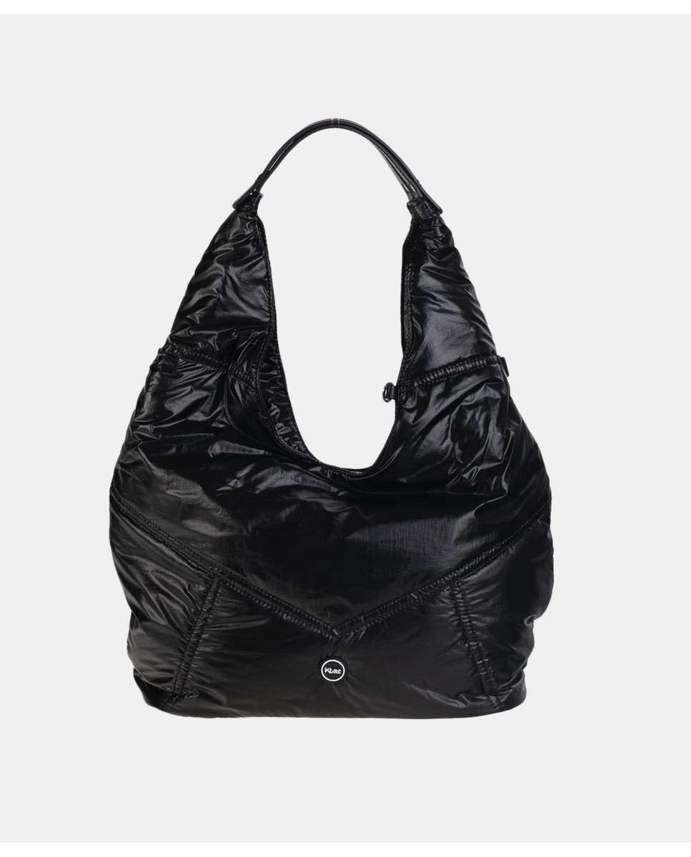Grand sac hobo en nylon matelassé métallisé zippé