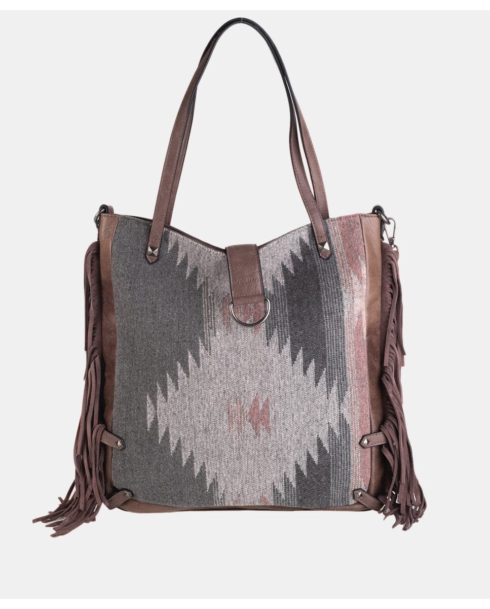 Sac tote en tissu kilim multicolore tons froids avec bandoulière amovible