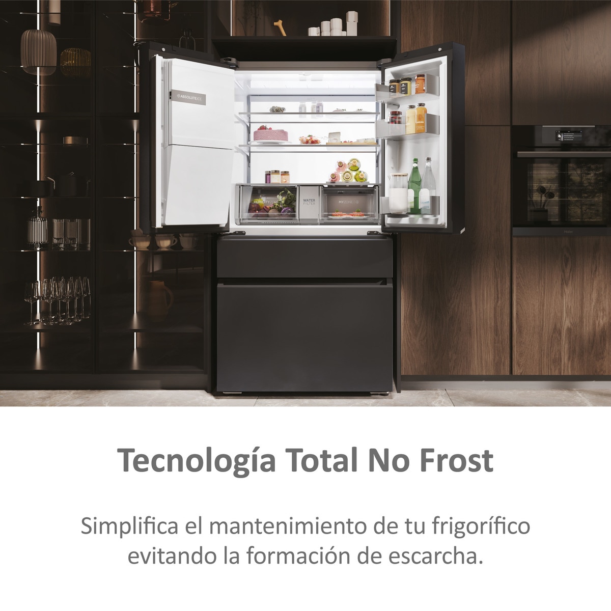 Frigorífico americano Haier Dispensador, WIFI, FD 90 Series 7 Pro - HFW7918EIMB Brushed Black-9