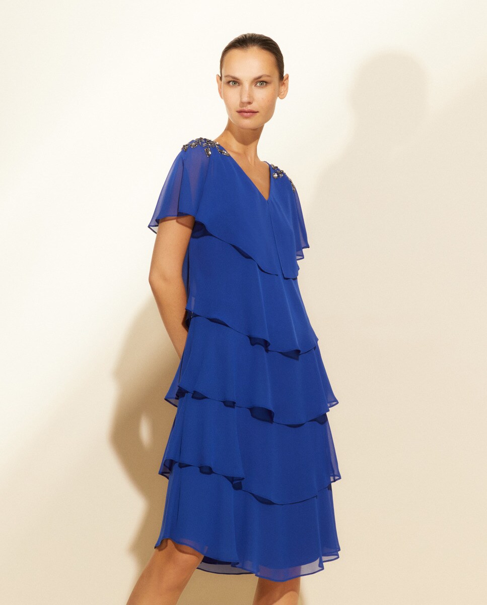 Robe courte multiépaisseurs brodée