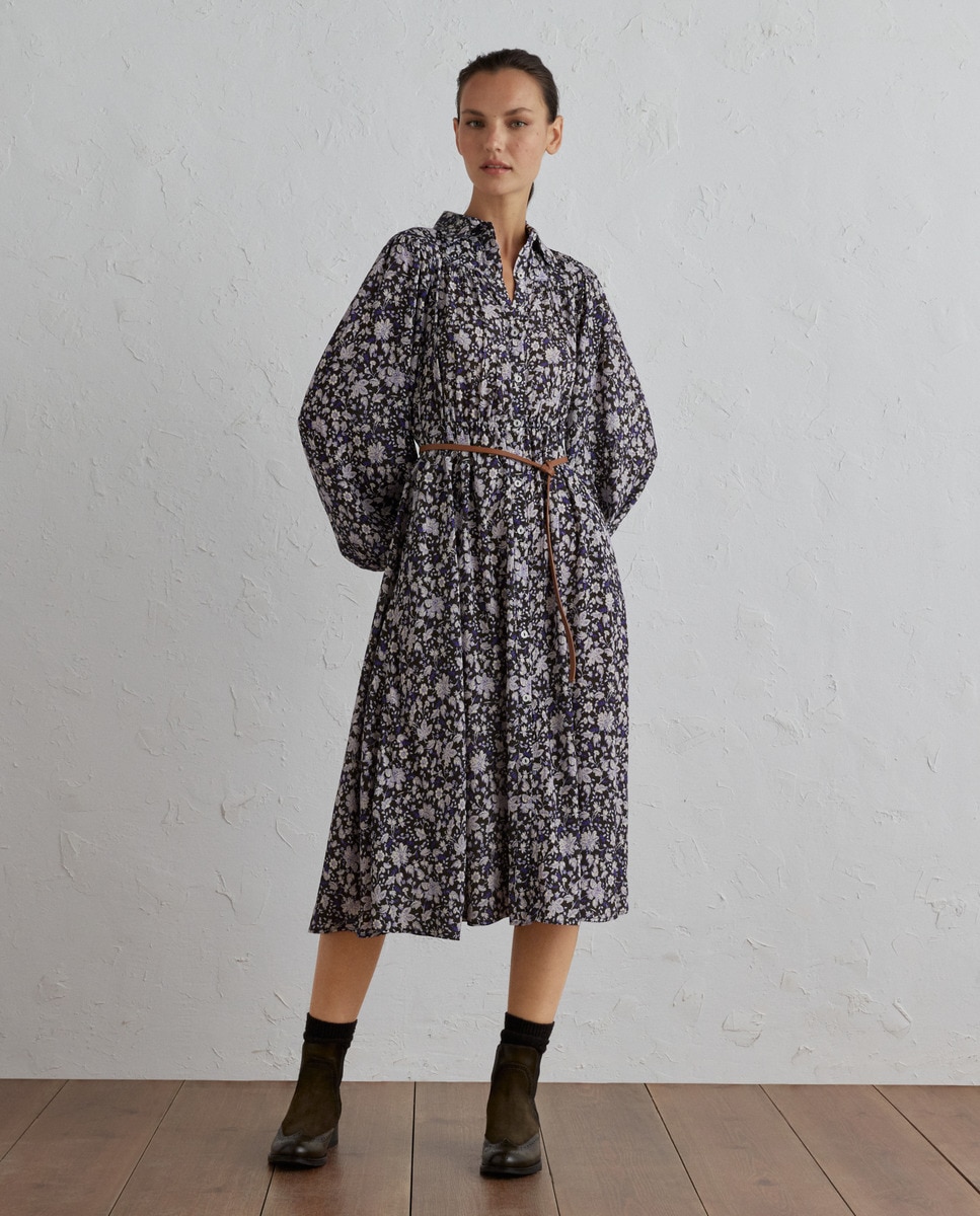 Robe fantaisie imprimé fleur indi avec ceinture