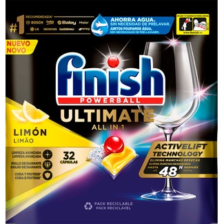 Detergente para Máquina de Lavar Loiça Pastilhas Ultimate Limão embalagem 32 unidades - Finish