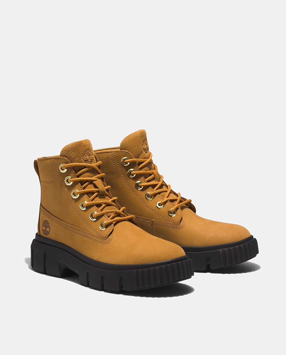 Botins Greyfield com Plataforma e em Pele Mostarda-2