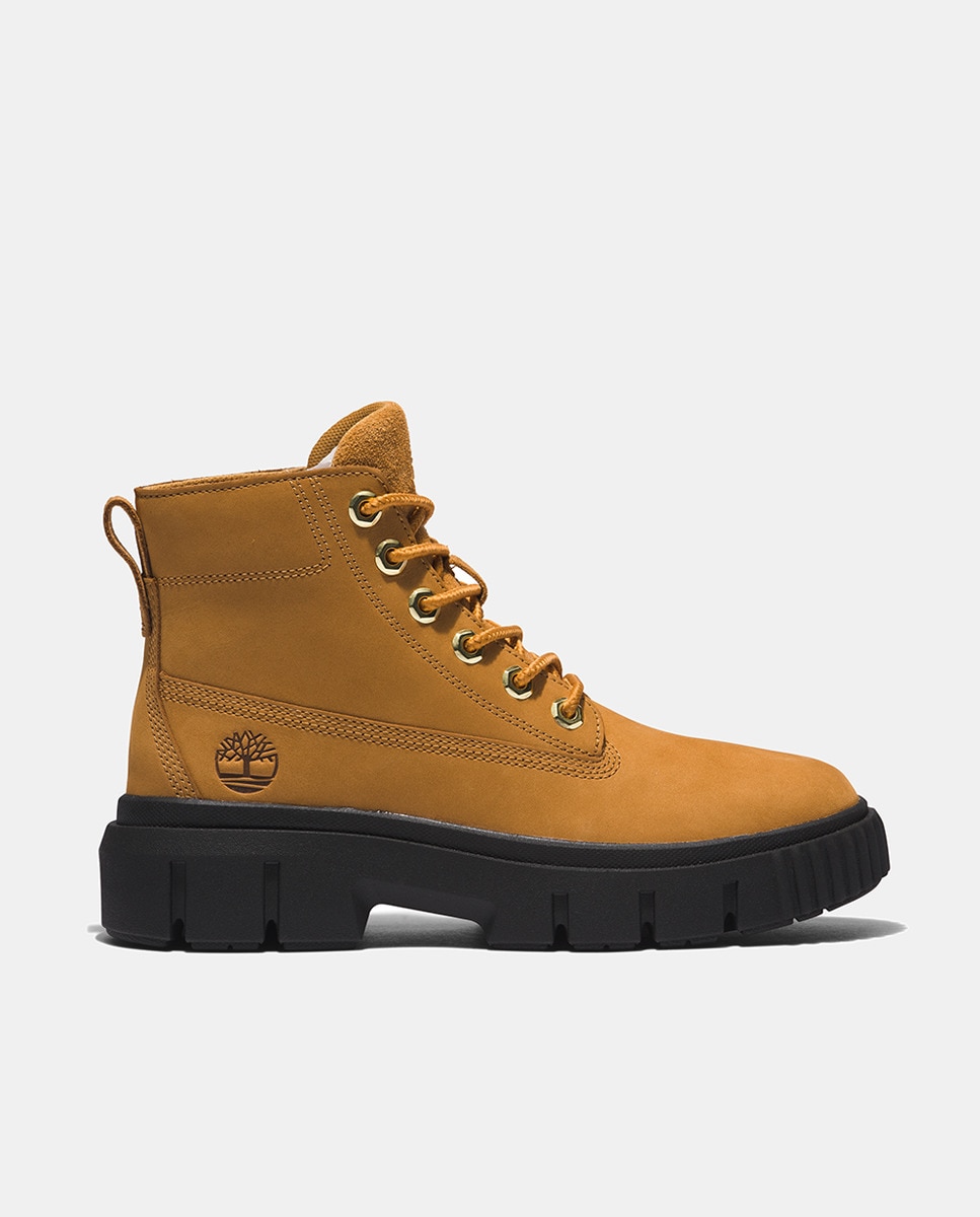 Botins Greyfield com Plataforma e em Pele Mostarda-1