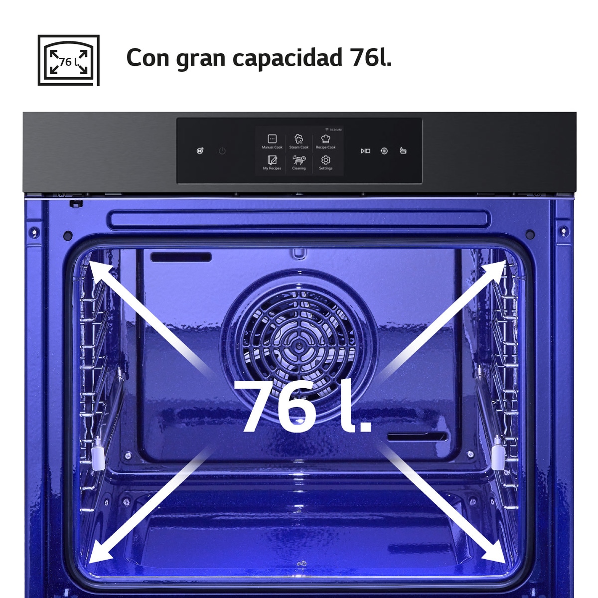 Horno multifunción LG pirolítico, 76 l,  display LCD función Instaview, cocina vapor, freidora de aire - WSED7665B Negro mate-9