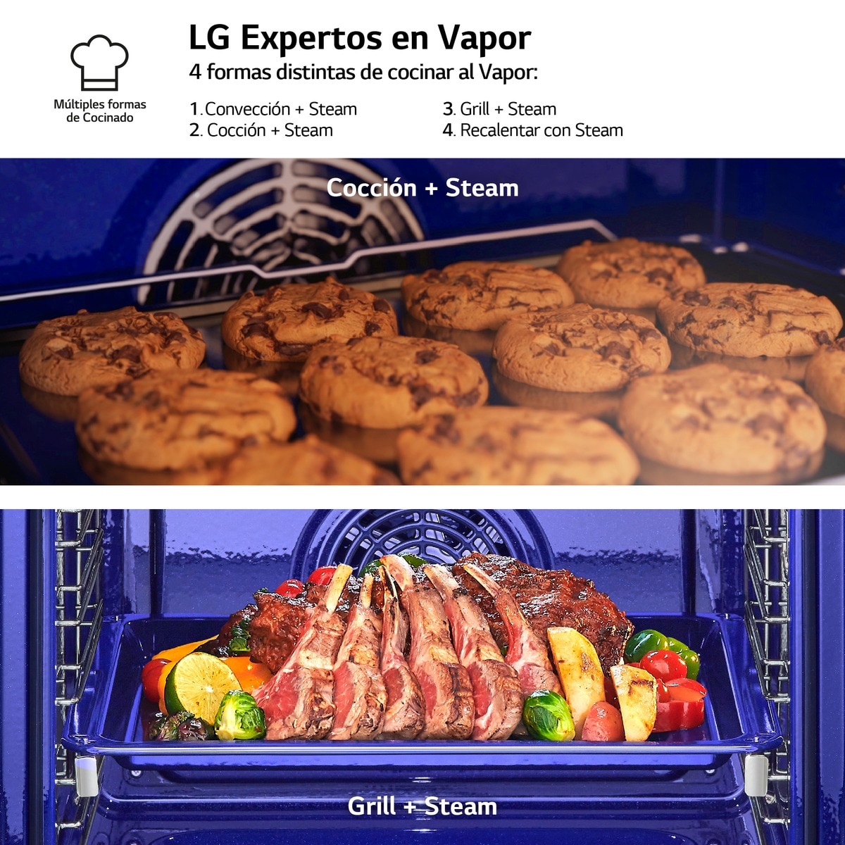 Horno multifunción LG pirolítico, 76 l,  display LCD función Instaview, cocina vapor, freidora de aire - WSED7665B Negro mate-6