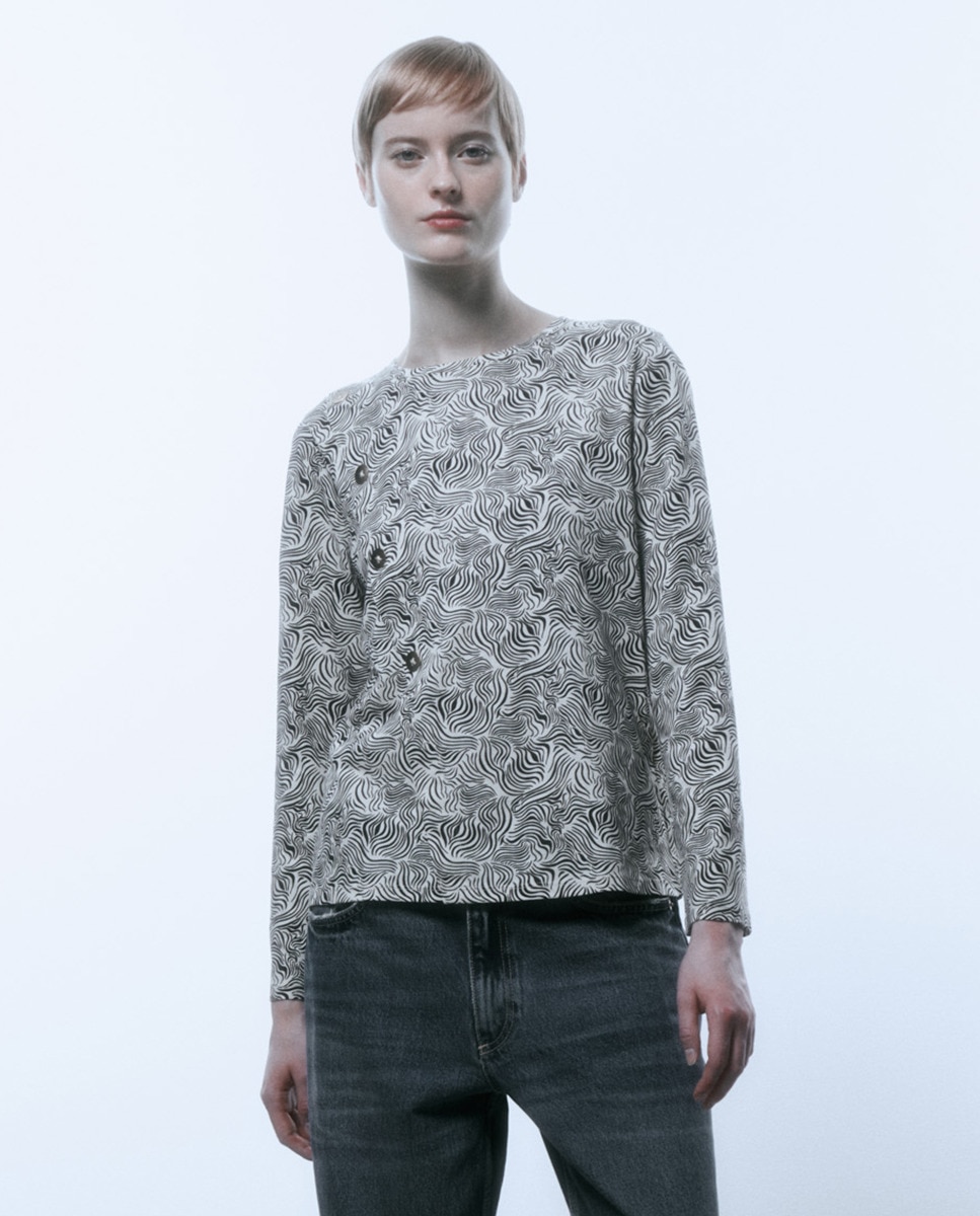 Tshirt imprimé boutons